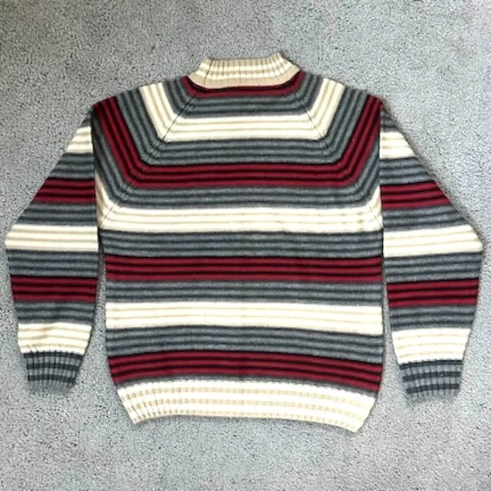 Cantabil Italy Men's Long Sleeve Winter Sweater-Size 40-Mock Neck Striped - EUC